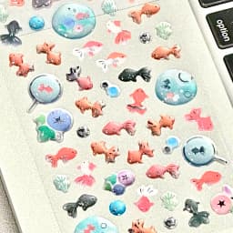 Goldfish Crystal Drop Adhesive Sticker, Ins Transparent Cute 3d Handbook IPad Mobile Phone Decoration DIY Sticker