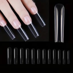 Extra Long Square Full Cover Nail Tips 240Pcs Clear Full Cover Fake Nails False Nails 12 Sizes Square Press on Fake Nail Tips
