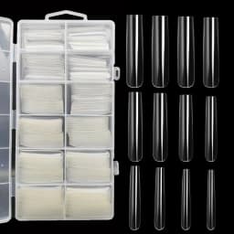 Extra Long Square Full Cover Nail Tips 240Pcs Clear Full Cover Fake Nails False Nails 12 Sizes Square Press on Fake Nail Tips