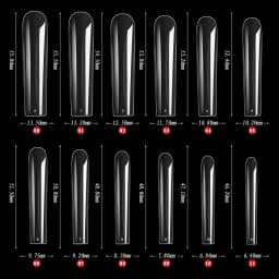 Extra Long Square Full Cover Nail Tips 240Pcs Clear Full Cover Fake Nails False Nails 12 Sizes Square Press on Fake Nail Tips