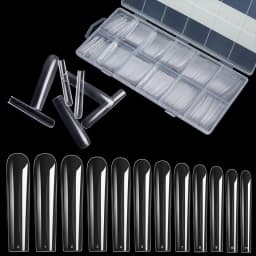 Extra Long Square Full Cover Nail Tips 240Pcs Clear Full Cover Fake Nails False Nails 12 Sizes Square Press on Fake Nail Tips
