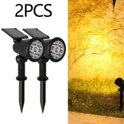 9 LED Solar Spotlights Outdoor IP65 Waterproof Brightness Adjustable Spot Light Garden Backyard Driveway Patio Decor Lamp