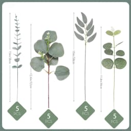 20PCS Artificial Mixed Eucalyptus Leaves Stems Silver Dollar Leaves for DIY Bouquets Floral Arrangement Home Decor Wedding