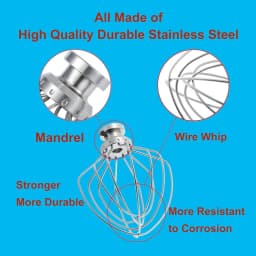 Replacement part K45WW Stainless Steel 6-Wire Whisk Attachment for KitchenAid 4.5-5-Quart Bowl Stand Mixer, Whisk