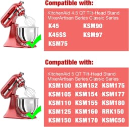 Replacement part K45WW Stainless Steel 6-Wire Whisk Attachment for KitchenAid 4.5-5-Quart Bowl Stand Mixer, Whisk