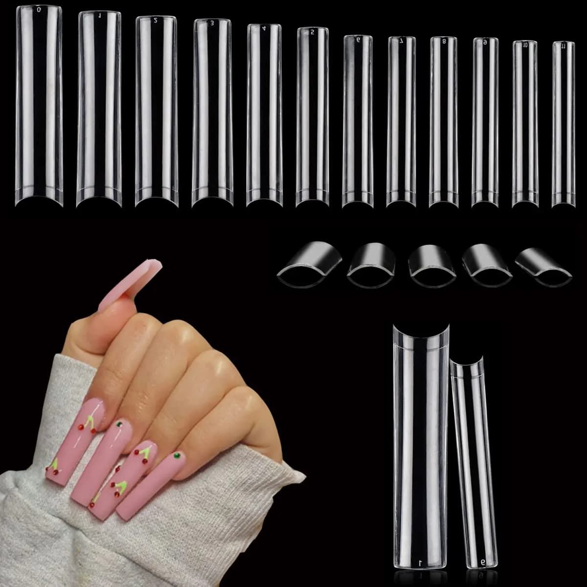 100pcs/Box XXL Extra Straight Nail Tips Long Square Coffin False Nails C Curved ABS Fake Nails Manicure Salon Nail Art Tools