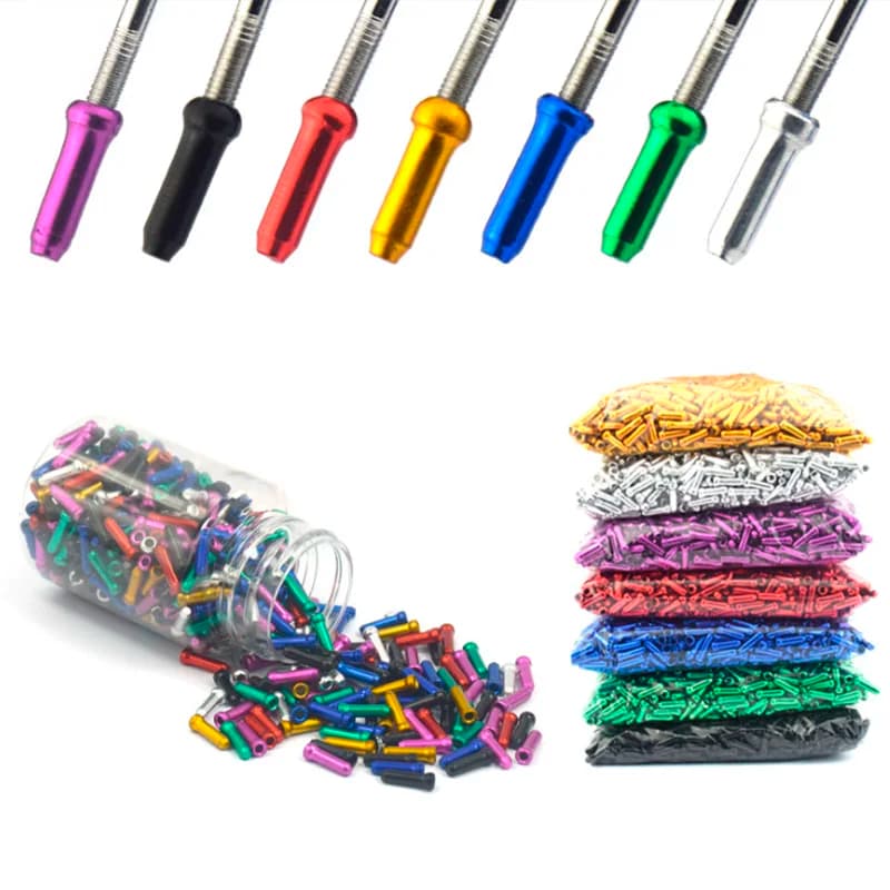 100PCS Bike Shift Brake Cable End Caps MTB Road Bike Shift Brake Inner Cable End Cap Aluminum Alloy End Cap Derailleur Wire Tips