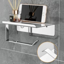 Toilet Paper Holder With Mobile Phone Placement Shelf Holder Toilet Roll Paper Storage Shelf Tissue Holder Bathroom Accessories