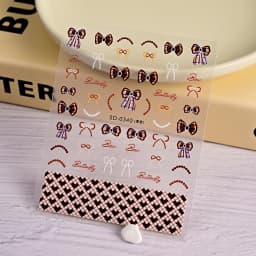 1pcs 5D Sweet Bow Nail Sticker Kawaii Pink Black White Long Ribbon Bowknot Self Adhesive Nail Art Stickers Decoration Decals DIY