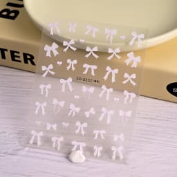 1pcs 5D Sweet Bow Nail Sticker Kawaii Pink Black White Long Ribbon Bowknot Self Adhesive Nail Art Stickers Decoration Decals DIY