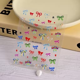 1pcs 5D Sweet Bow Nail Sticker Kawaii Pink Black White Long Ribbon Bowknot Self Adhesive Nail Art Stickers Decoration Decals DIY