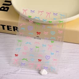 1pcs 5D Sweet Bow Nail Sticker Kawaii Pink Black White Long Ribbon Bowknot Self Adhesive Nail Art Stickers Decoration Decals DIY