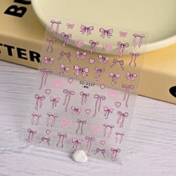 1pcs 5D Sweet Bow Nail Sticker Kawaii Pink Black White Long Ribbon Bowknot Self Adhesive Nail Art Stickers Decoration Decals DIY
