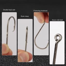 FISH KING 25/50PCS Double Back Stab Saltwater Fishing Hooks Strong Circle Fishhook Bait Catfish Fishing Eagle Claw Circle Hooks