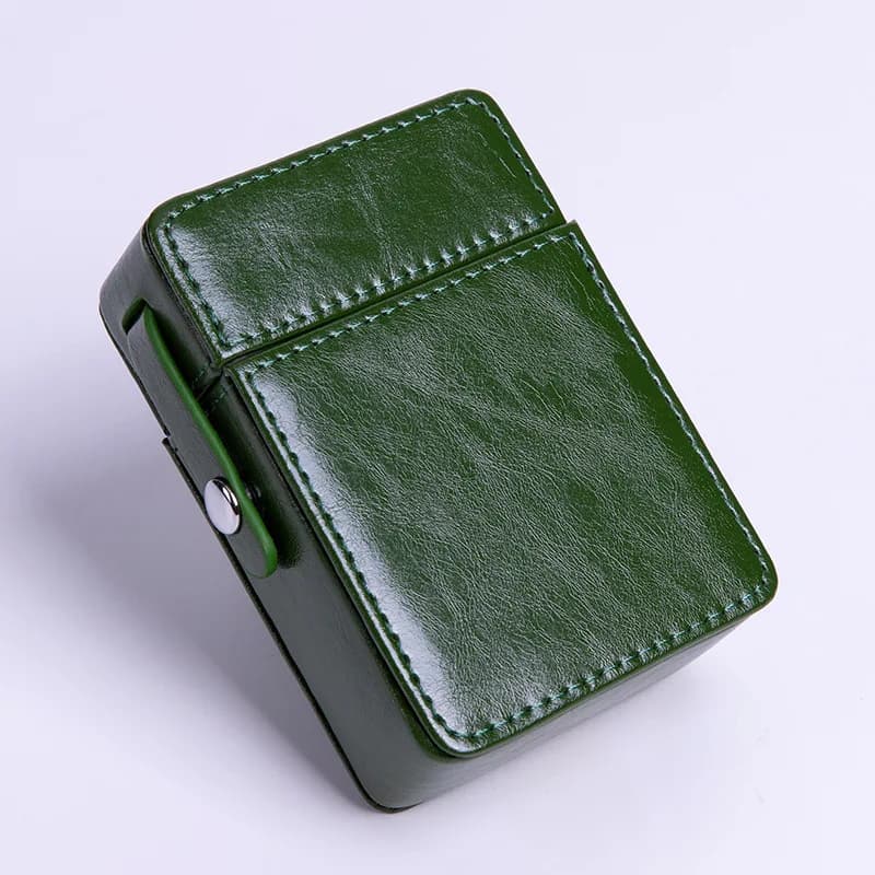 pocket leather cigarette case lighter bag box storage organizer smoking tools accessories waterproof cigar man birthday gift