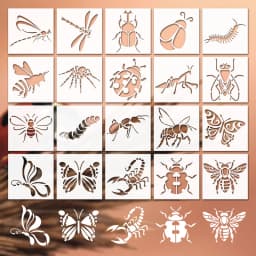 YOMDID 20pcs Insect Series Painting Hollow Out Stencils Reusable DIY Dragonfly, Bee, and other Insect Pattern Graffiti Templates