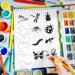 YOMDID 20pcs Insect Series Painting Hollow Out Stencils Reusable DIY Dragonfly, Bee, and other Insect Pattern Graffiti Templates