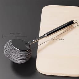 1pc Stainless Steel Pot With Handle Long Brush Kitchen Specific Washing Pot Steel Wire Ball
