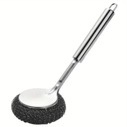 1pc Stainless Steel Pot With Handle Long Brush Kitchen Specific Washing Pot Steel Wire Ball