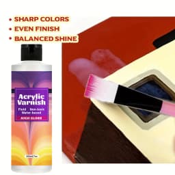 200ML Acrylic Varnish High Gloss Finish, Protective Clear Coat for Paintings, Non-Yellowing Waterproof Sealant, Anti-Cracking wi