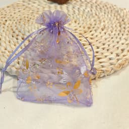 25/50/100pcs Organza Gift Bag 9x12cm 10x15cm Bauhinia Foil Stamping Flower Print Wedding Party Candy Jewelry Packaging Pouches