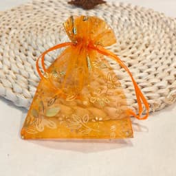 25/50/100pcs Organza Gift Bag 9x12cm 10x15cm Bauhinia Foil Stamping Flower Print Wedding Party Candy Jewelry Packaging Pouches