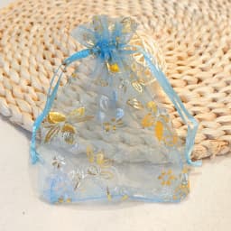 25/50/100pcs Organza Gift Bag 9x12cm 10x15cm Bauhinia Foil Stamping Flower Print Wedding Party Candy Jewelry Packaging Pouches