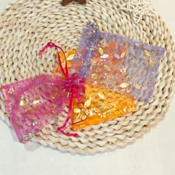 25/50/100pcs Organza Gift Bag 9x12cm 10x15cm Bauhinia Foil Stamping Flower Print Wedding Party Candy Jewelry Packaging Pouches