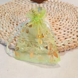 25/50/100pcs Organza Gift Bag 9x12cm 10x15cm Bauhinia Foil Stamping Flower Print Wedding Party Candy Jewelry Packaging Pouches