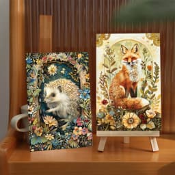 12pcs Enchanted Midnight Woodland Animals Postcards,Floral & Fauna Greeting Cards without Envelopes,Wall Art Prints Home Decor