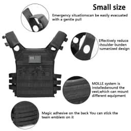 MOLLE outdoor training vest (including US flag emblem) with convenient expansion, lightweight and multifunctional JPC vest