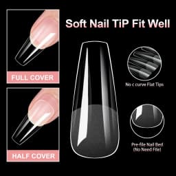 100pcs Almond Square Traceless Transparent False Nail Stickers Full Cover Pressed Nail Acrylic Suitable for Nail Art Extension
