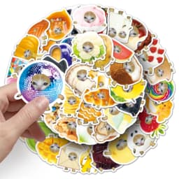 10/30/50pcs Funny Food Cat Meme Waterproof Graffiti Stickers Aesthetic Decorative Decal Laptop Phone Fridge Scrapbooking Sticker