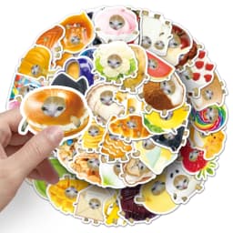10/30/50pcs Funny Food Cat Meme Waterproof Graffiti Stickers Aesthetic Decorative Decal Laptop Phone Fridge Scrapbooking Sticker