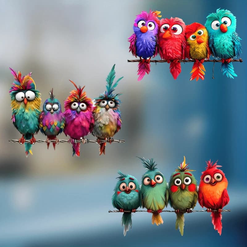 1PC Funny Bird Creative Glass Window Decorative Stickers for Windows Glass Wall Mirror Festival Home Decoration Vinyl Decals