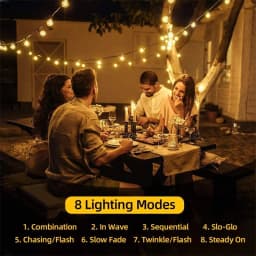 Updated Solar String Lights Outdoor Waterproof 60LED 8 Modes Crystal Globe Christmas Lights for Garden Lawn Porch Decor Camping
