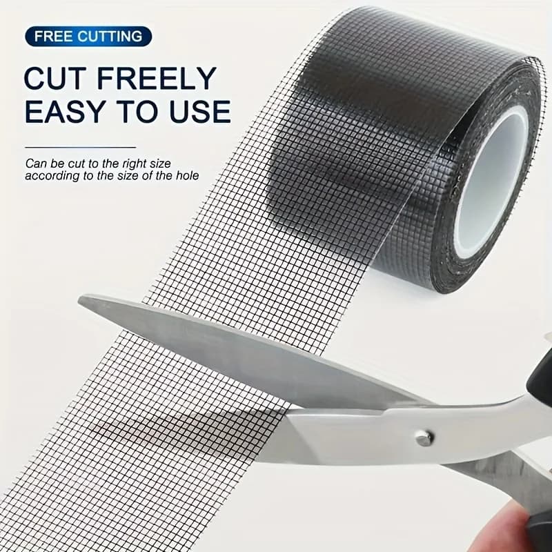 Strong Adhesive Fiberglass Mesh Repair Tape - Waterproof Mosquito Net and Fabric Patch, Easy to Use