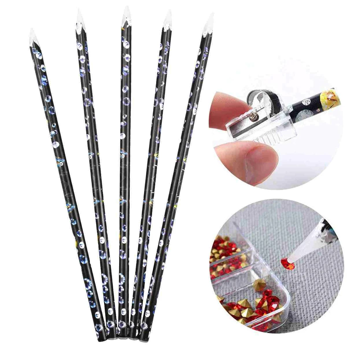 1/2/3/5PCS Nail Art Dotting Pencil Rhinestone Picker Contactless Pick Up Tool For Crystal Wax Pencil For Stones Accessories