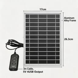 10W 6V Outdoor Portable Solar Panel Charger Waterproof 6.7ft Cord 2-in-1 Micro USB Type-C for Security Camera USB Powered Device