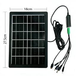 10W 6V Outdoor Portable Solar Panel Charger Waterproof 6.7ft Cord 2-in-1 Micro USB Type-C for Security Camera USB Powered Device