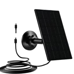 10W 6V Outdoor Portable Solar Panel Charger Waterproof 6.7ft Cord 2-in-1 Micro USB Type-C for Security Camera USB Powered Device