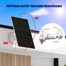 10W 6V Outdoor Portable Solar Panel Charger Waterproof 6.7ft Cord 2-in-1 Micro USB Type-C for Security Camera USB Powered Device