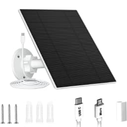 10W 6V Outdoor Portable Solar Panel Charger Waterproof 6.7ft Cord 2-in-1 Micro USB Type-C for Security Camera USB Powered Device