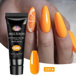 MEET ACROSS 20ml Fluorescent Extension Nail Gel Bright Pink Blue Purple UV Hard Gel Nails Finger Prolong Neon Buliding Gel
