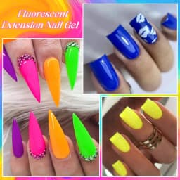MEET ACROSS 20ml Fluorescent Extension Nail Gel Bright Pink Blue Purple UV Hard Gel Nails Finger Prolong Neon Buliding Gel