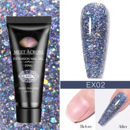 MEET ACROSS 20ml Fluorescent Extension Nail Gel Bright Pink Blue Purple UV Hard Gel Nails Finger Prolong Neon Buliding Gel