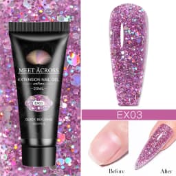 MEET ACROSS 20ml Fluorescent Extension Nail Gel Bright Pink Blue Purple UV Hard Gel Nails Finger Prolong Neon Buliding Gel
