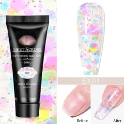 MEET ACROSS 20ml Fluorescent Extension Nail Gel Bright Pink Blue Purple UV Hard Gel Nails Finger Prolong Neon Buliding Gel