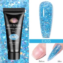 MEET ACROSS 20ml Fluorescent Extension Nail Gel Bright Pink Blue Purple UV Hard Gel Nails Finger Prolong Neon Buliding Gel