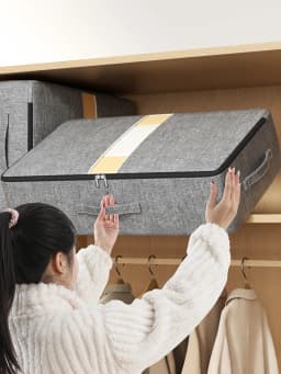 Extra-large capacity underbed clothing storage bag Quilt blanket storage bag Foldable pants coat storage bag Wardrobe organizer